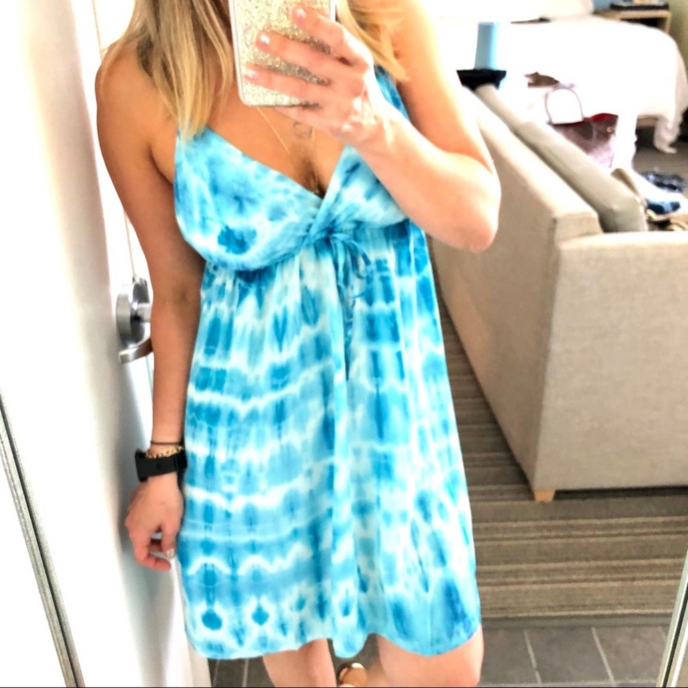 New Gypsy 05 Blue Silk Tie Dye Mini Dress Medium
